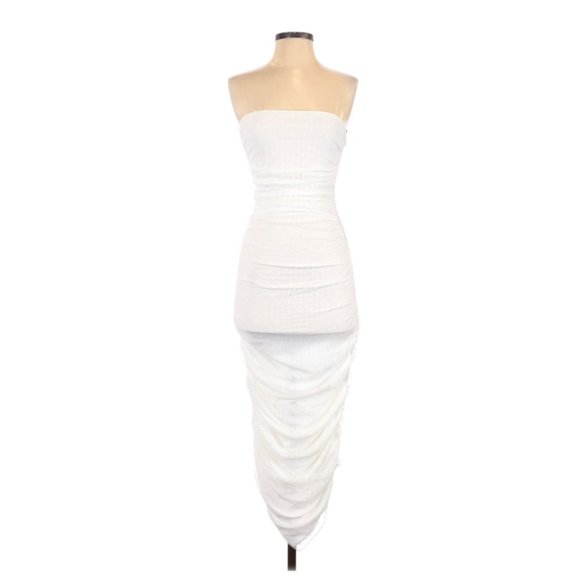 NWT Camila Coelho Catalina White Ruched Midi Dress | Size Small - Picture 2 of 4